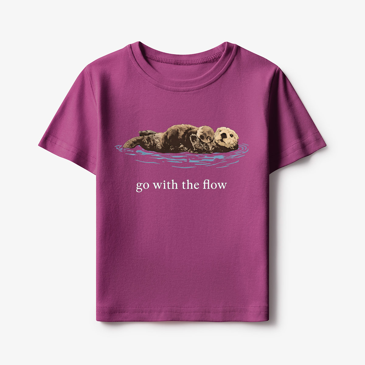 Go With The Flow Sea Otter Wildlife Nature Kids T-Shirt