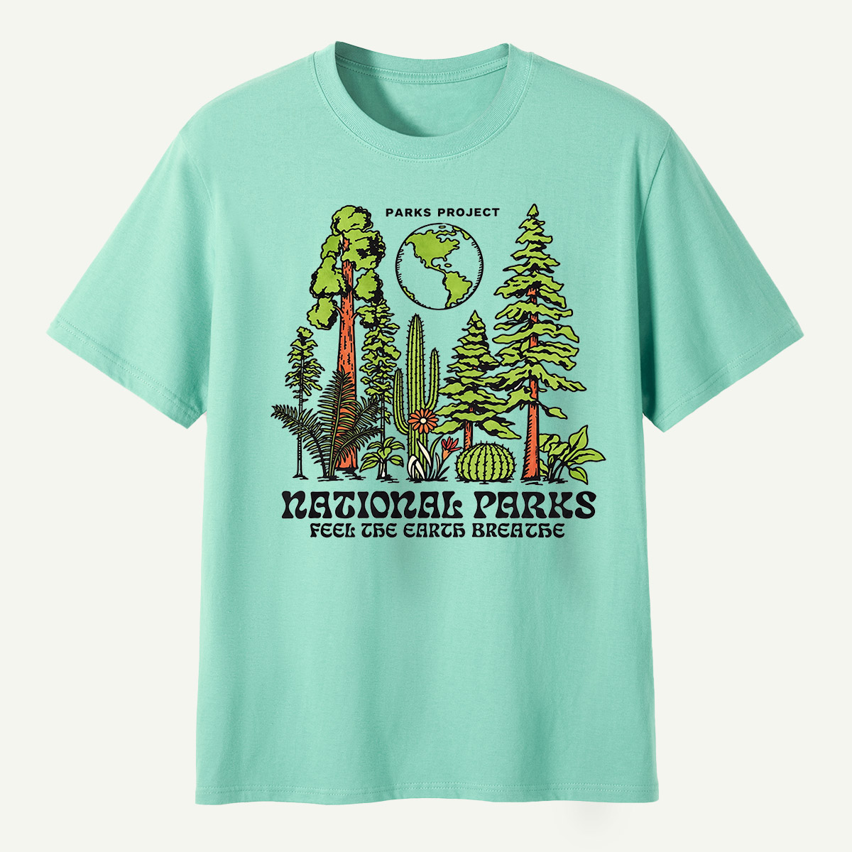 National Parks Feel The Earth Breathe Redwood Cactus Forest T-Shirt