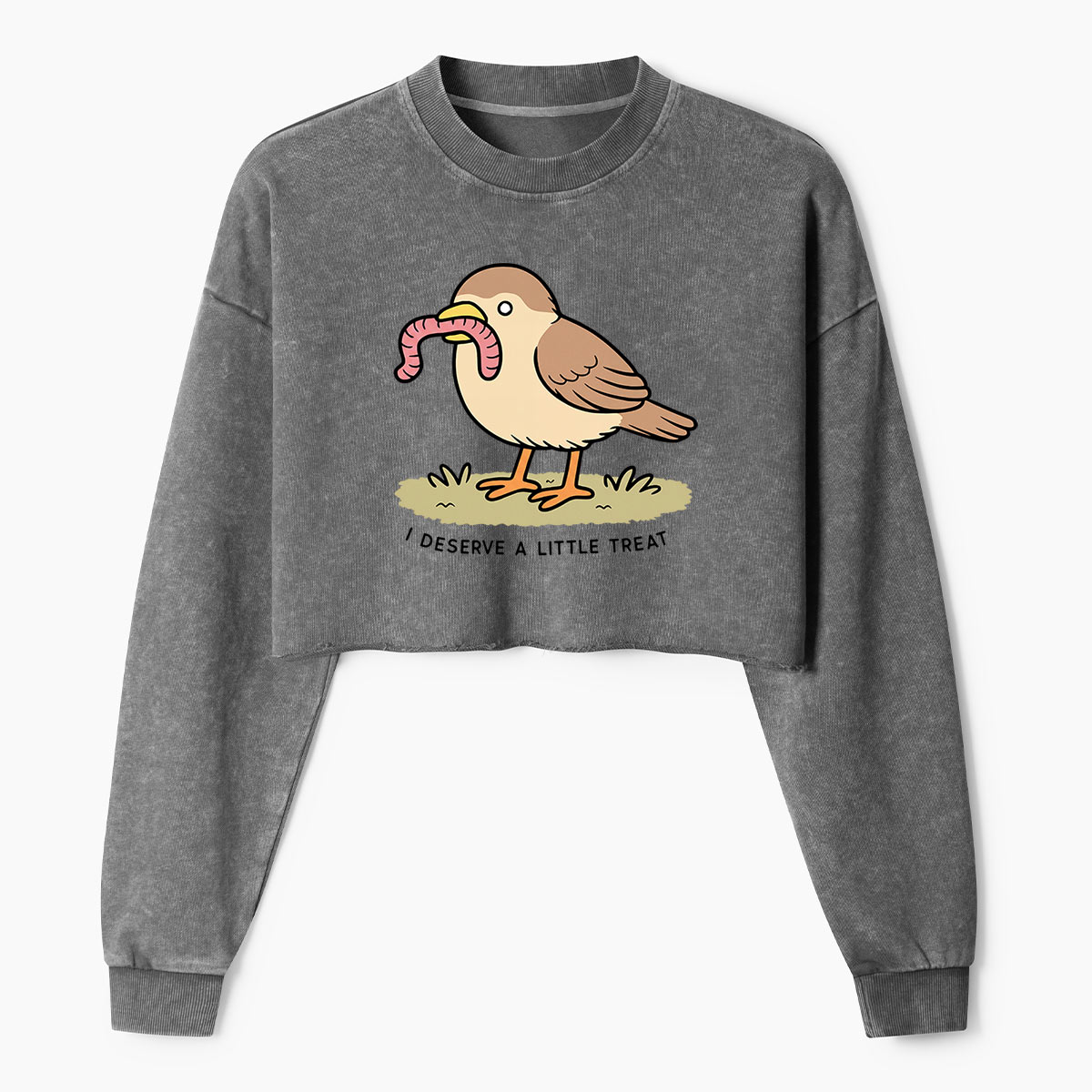 I Guess Im A Little Early Bird Women's Washed Cropped Sweatshirt