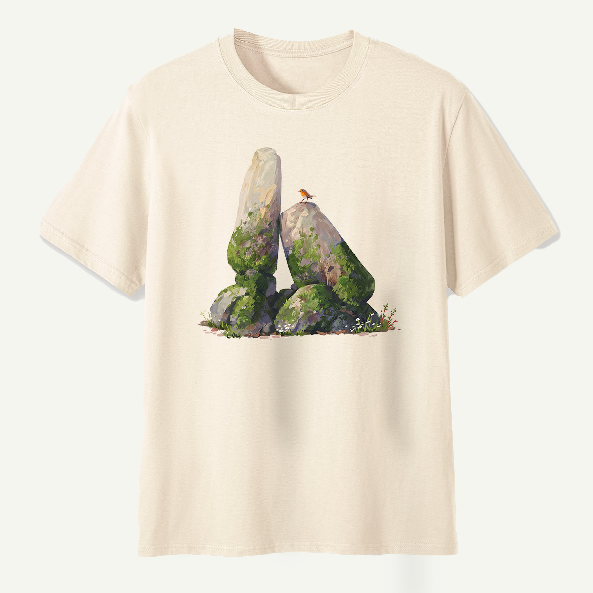 Mossy Standing Stones Woodland Scene T-Shirt