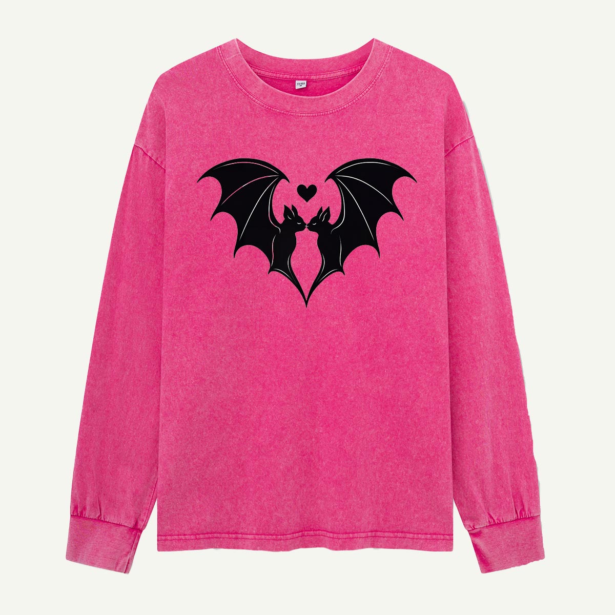Two Bats Make One Heart Washed Long Sleeves