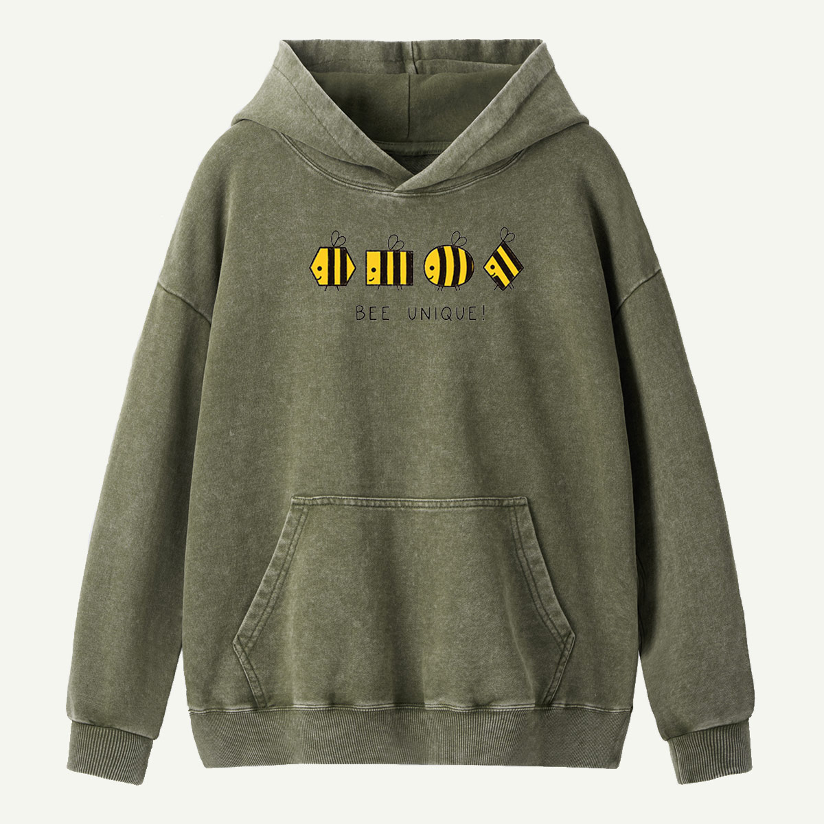 Bee Unique Geometric Bees Washed Hoodie
