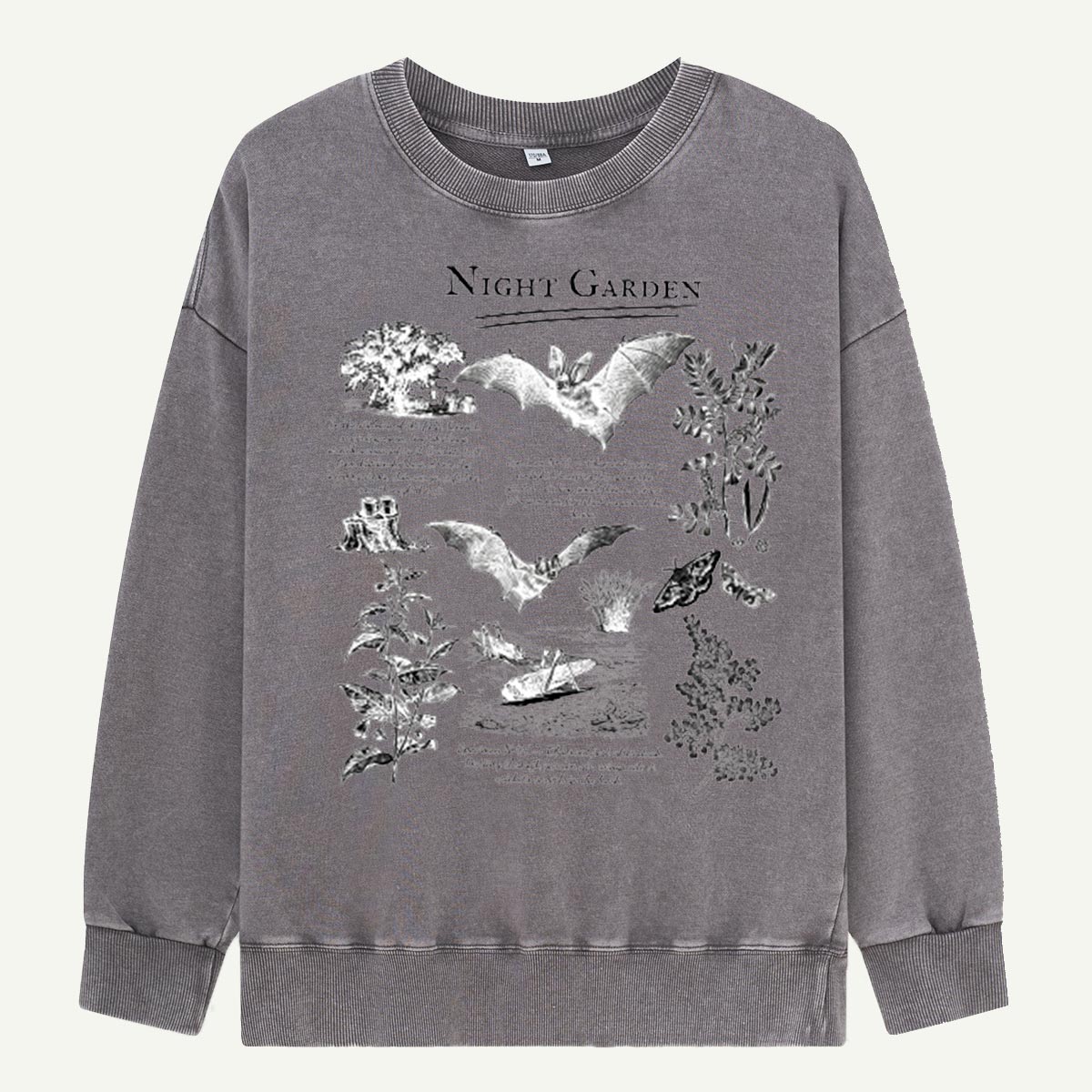 Night Garden Bats and Plants Washed Sweatshirts