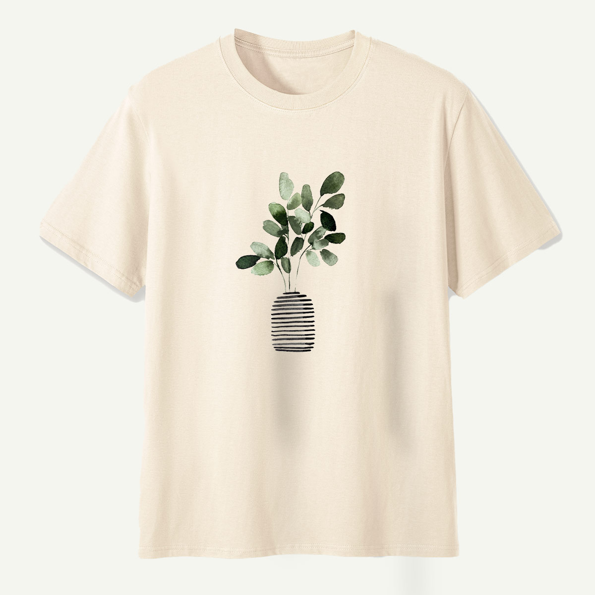 Botanical Leaves In Striped Vase T-Shirt