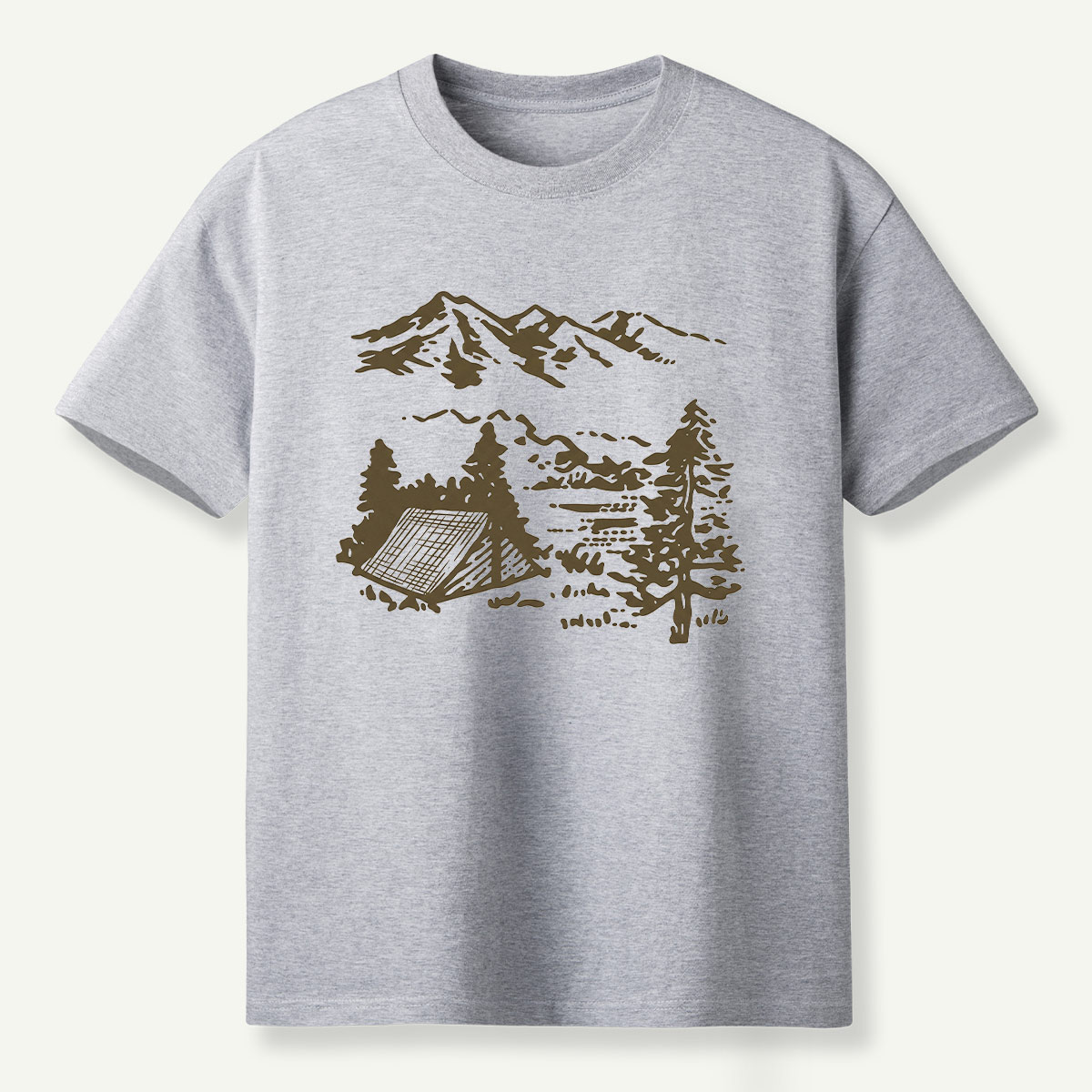 Mountain Campsite Wilderness Sketch T-Shirt