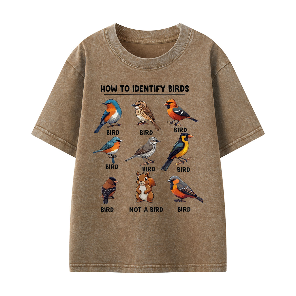 Funny Bird How to Identify Birds Kids Washed T-Shirt