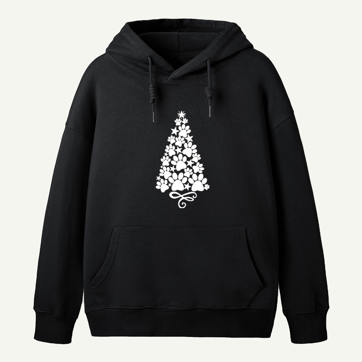 Christmas Tree Made Of Pet Paw Prints And Stars Hoodie