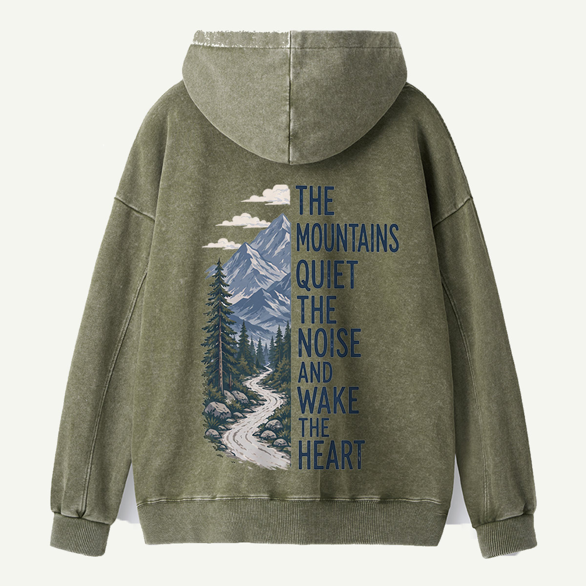 Mountains Wake the Heart Quote Washed Hoodie
