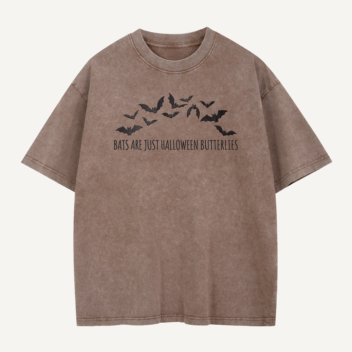 Halloween Butterflies Club Embroidered Washed T-Shirt
