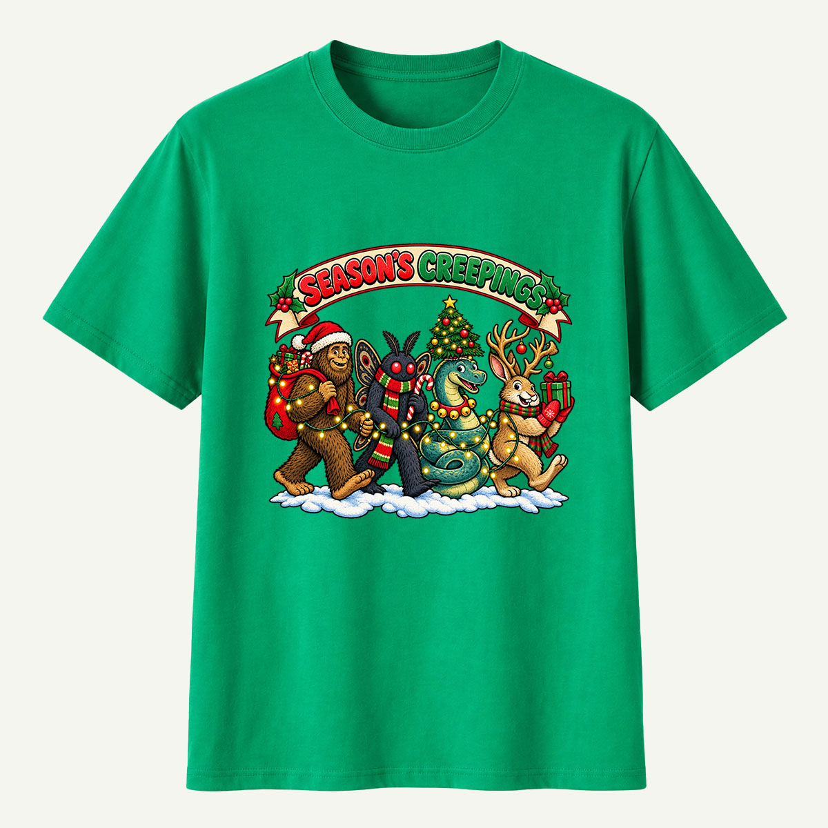 Seasons Creepings Cryptid Christmas Parade T-Shirt