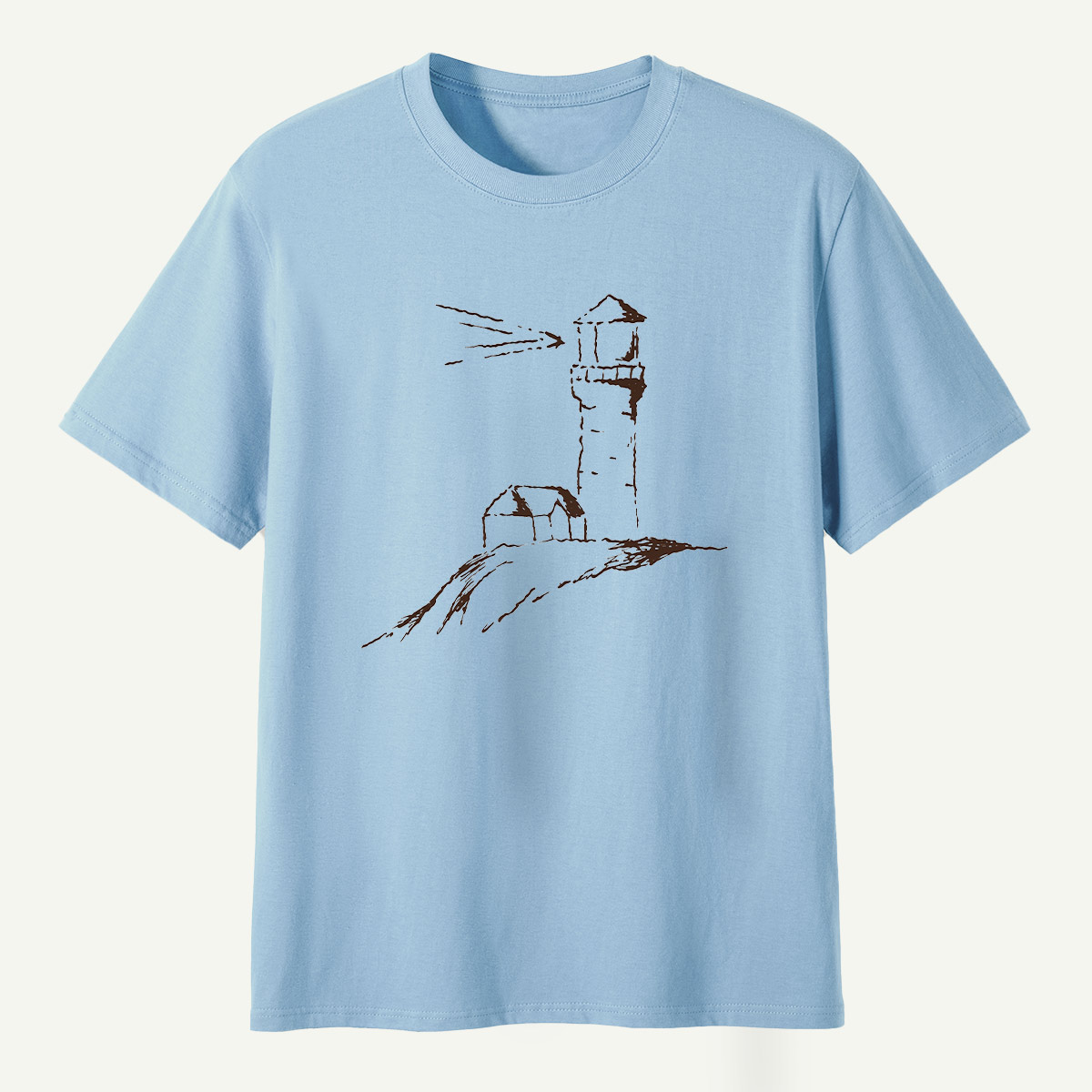 Coastal Lighthouse Minimalist Sketch T-Shirt