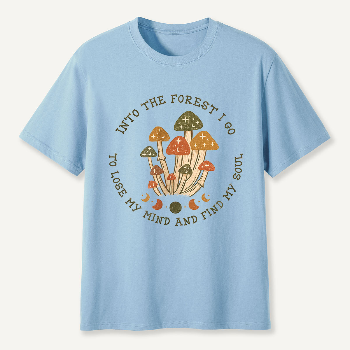 Into the Forest I Go Mushroom Moon Phases T-Shirt