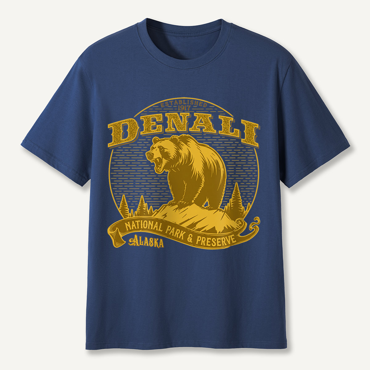 Denali National Park Bear Alaska Badge T-Shirt