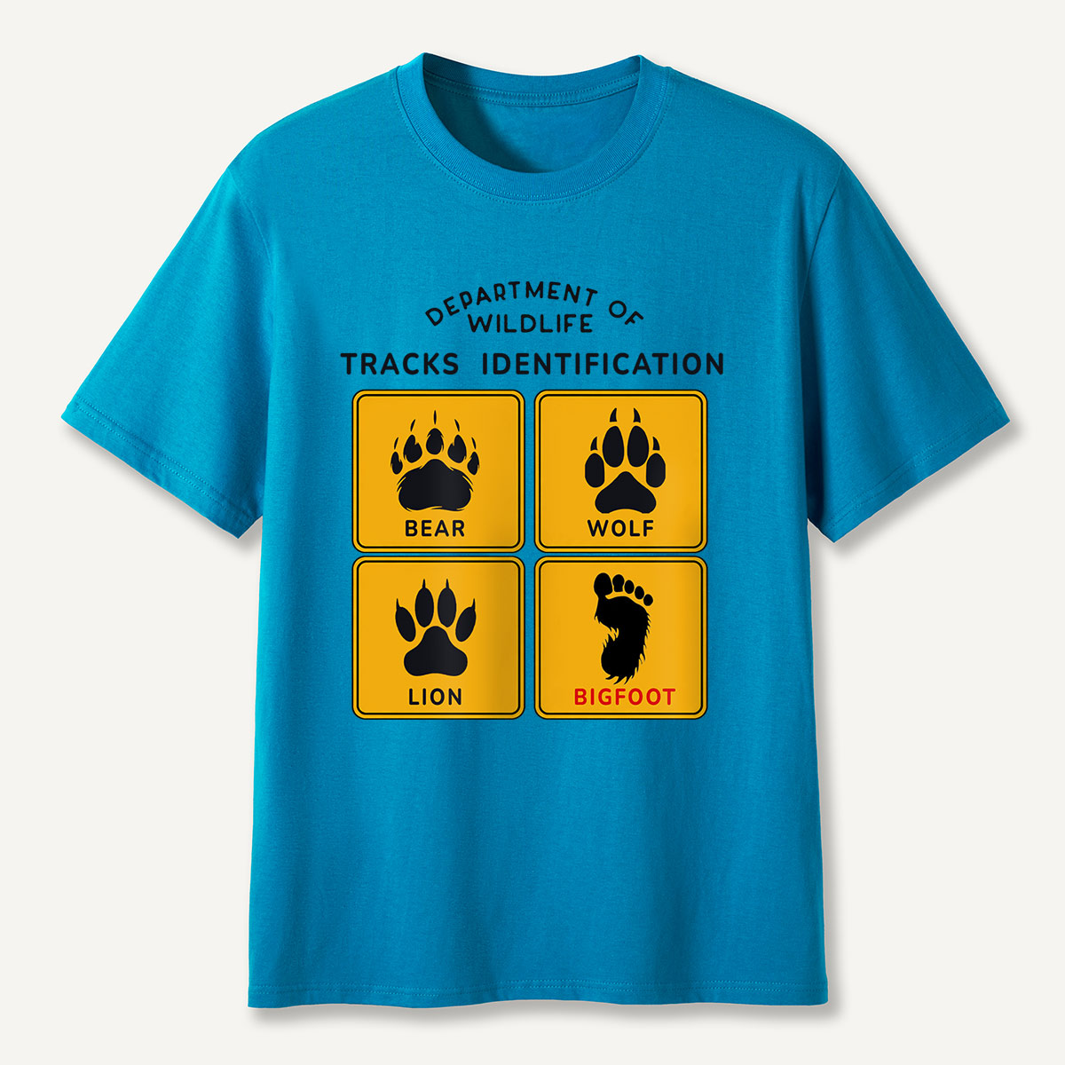 Department of Wildlife Tracks Identification Bear Wolf Lion Cryptids T-Shirt