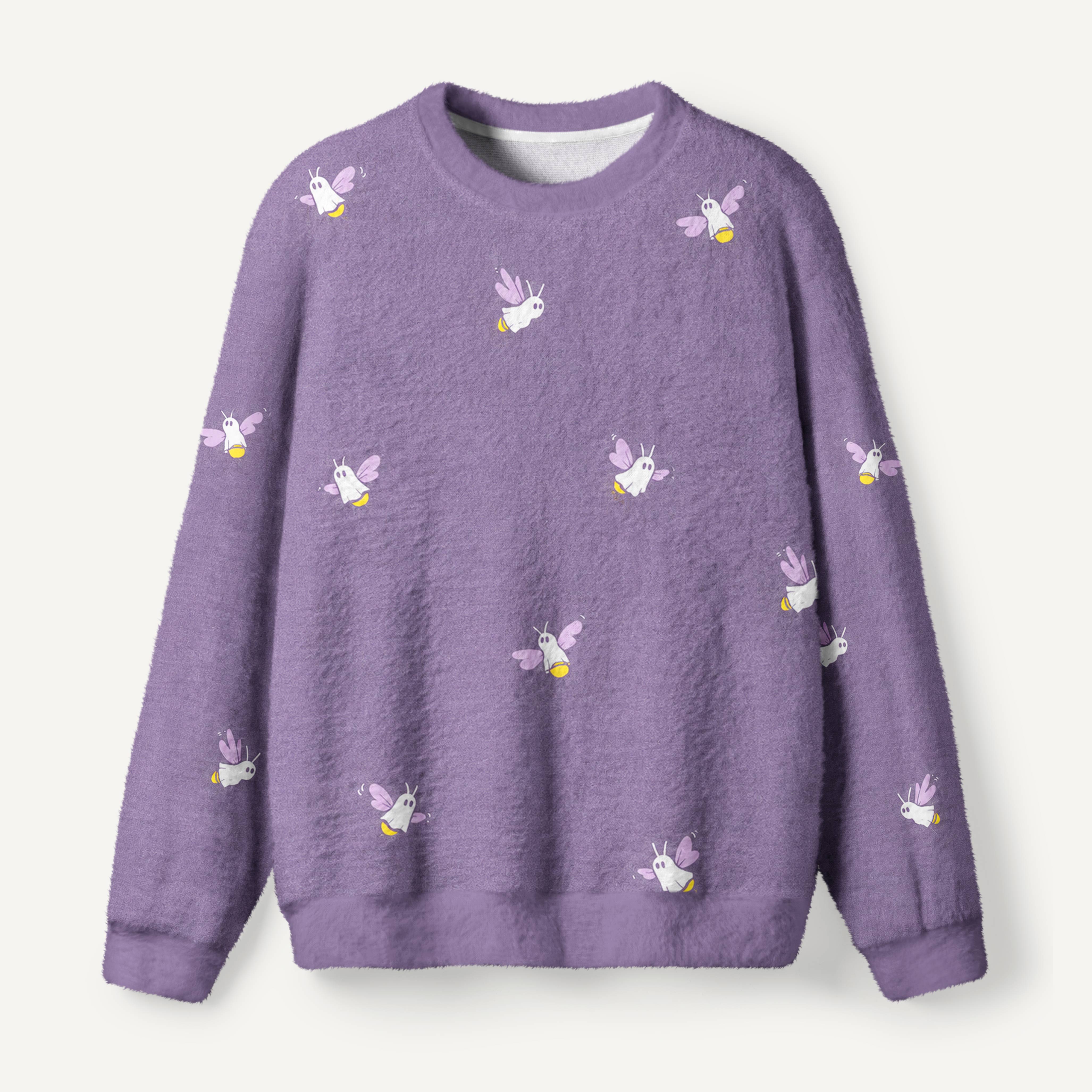 Boo Bees Cute Ghost Bees Halloween Ugly Fuzzy Fleece Sweatshirt
