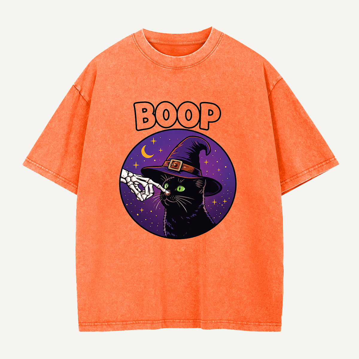 Witch Cat Gets the Boop Washed T-Shirt