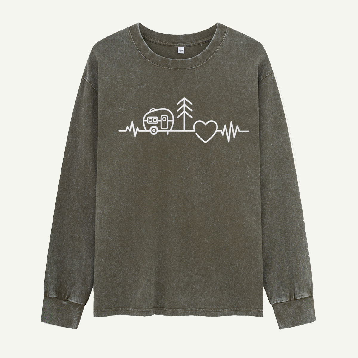 Camping Is My Heartbeat Washed Long Sleeves