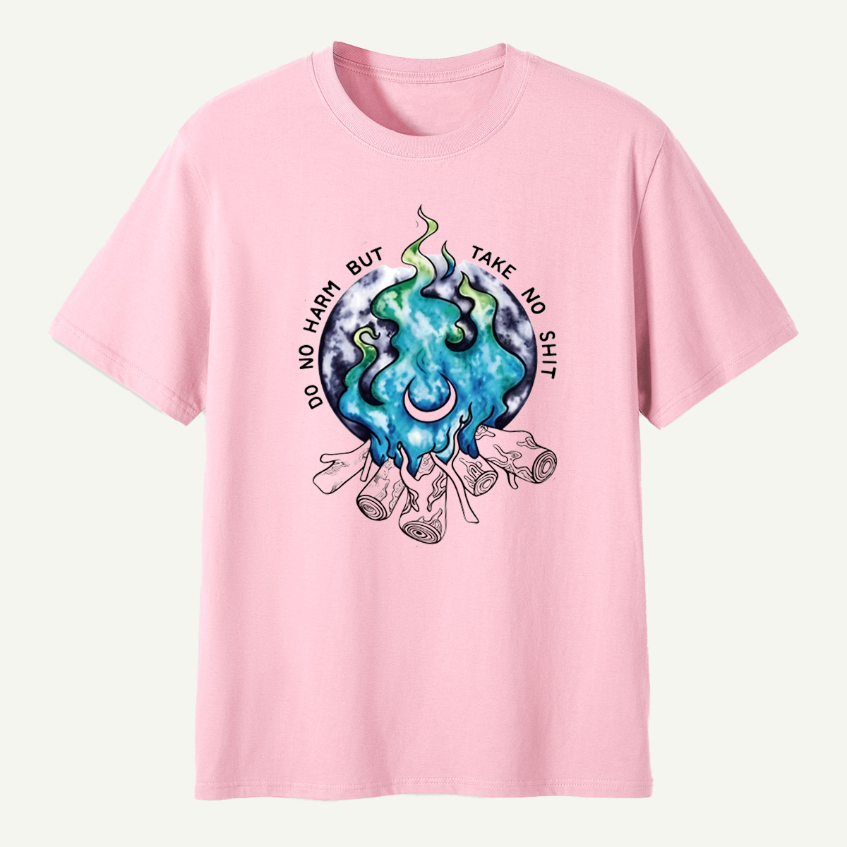 Do No Harm But Take No Shit Moon Flame Campfire T-Shirt