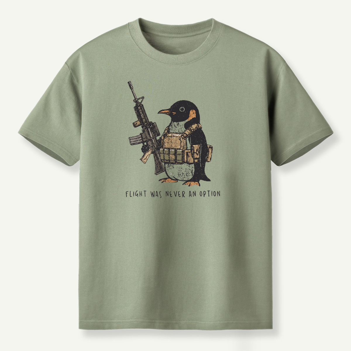 Flight Was Never An Option Tactical Rifle Penguin T-Shirt