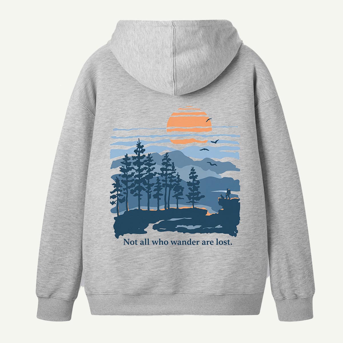 Not All Who Wander Are Lost Mountain Sunset Back Printed Hoodie
