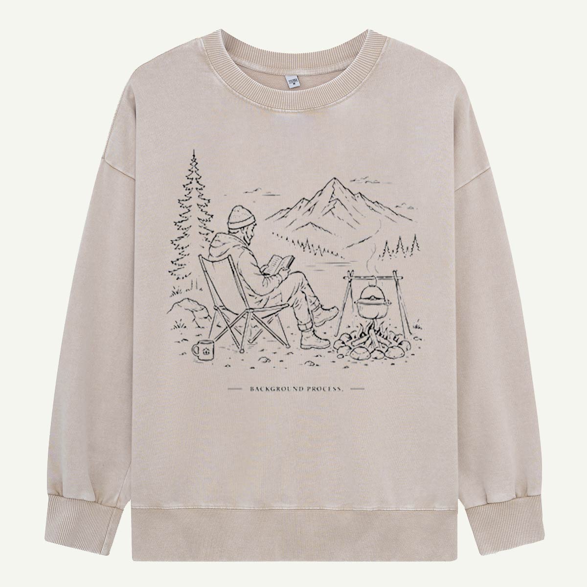 Background Process: Camp, Read, Repeat Washed Sweatshirts