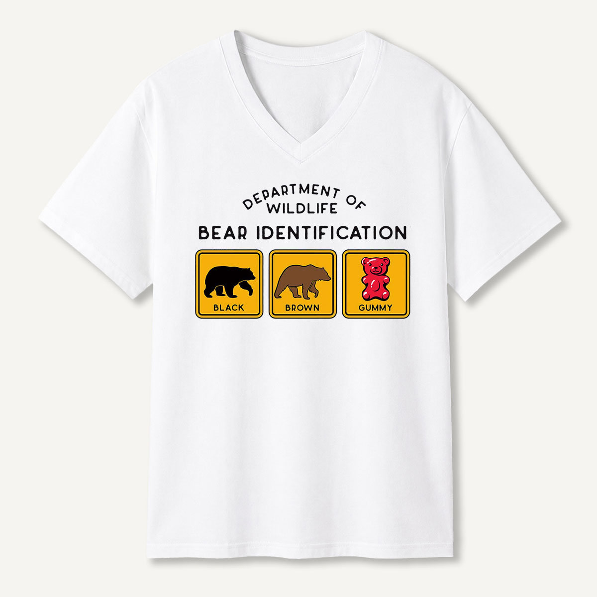 Bear Tee Cotton Classic V-neck T-Shirt
