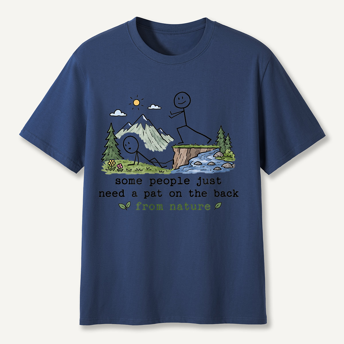Pat on the Back from Nature Stick Figure Hiking T-Shirt