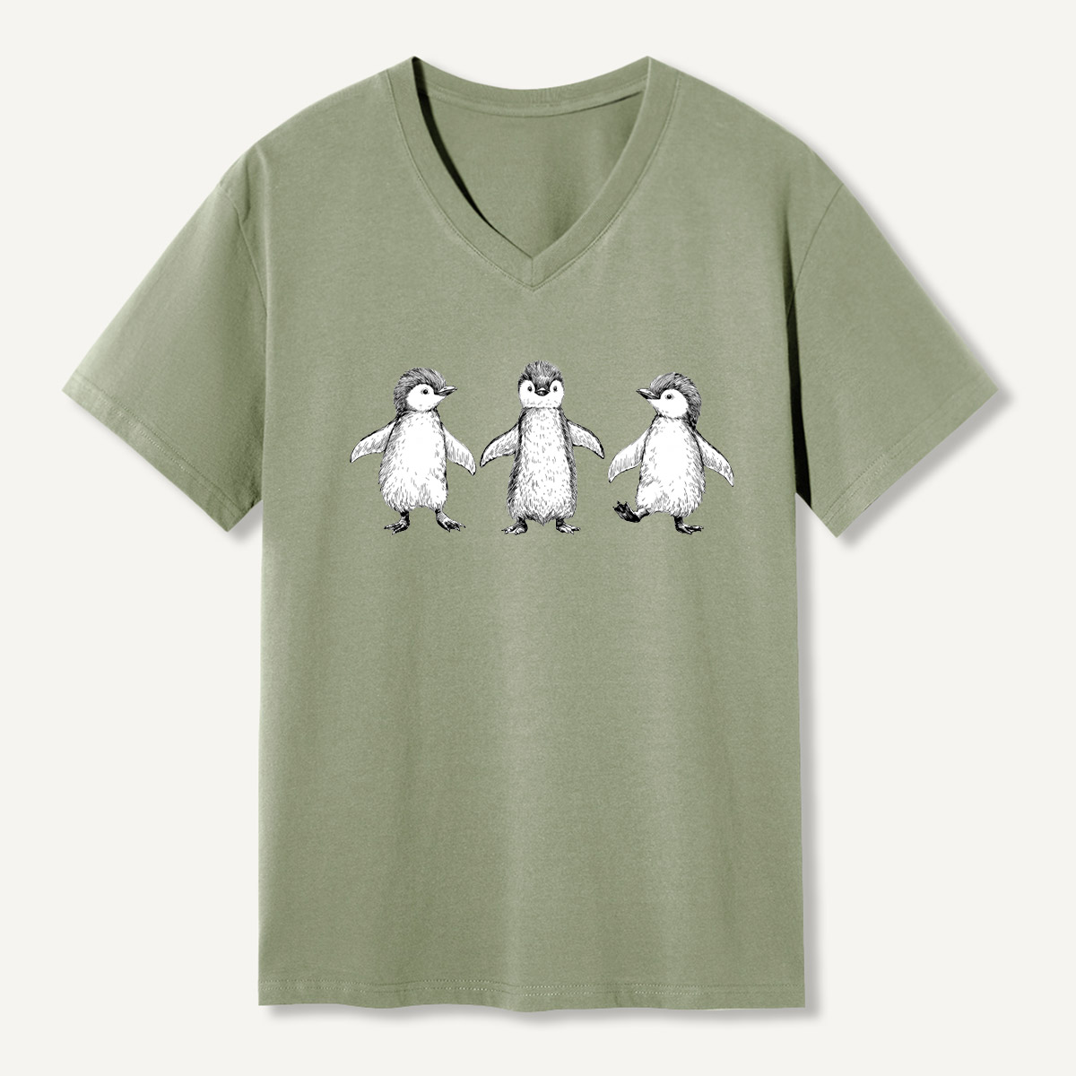 Three Penguins Walking Together V-neck T-Shirt