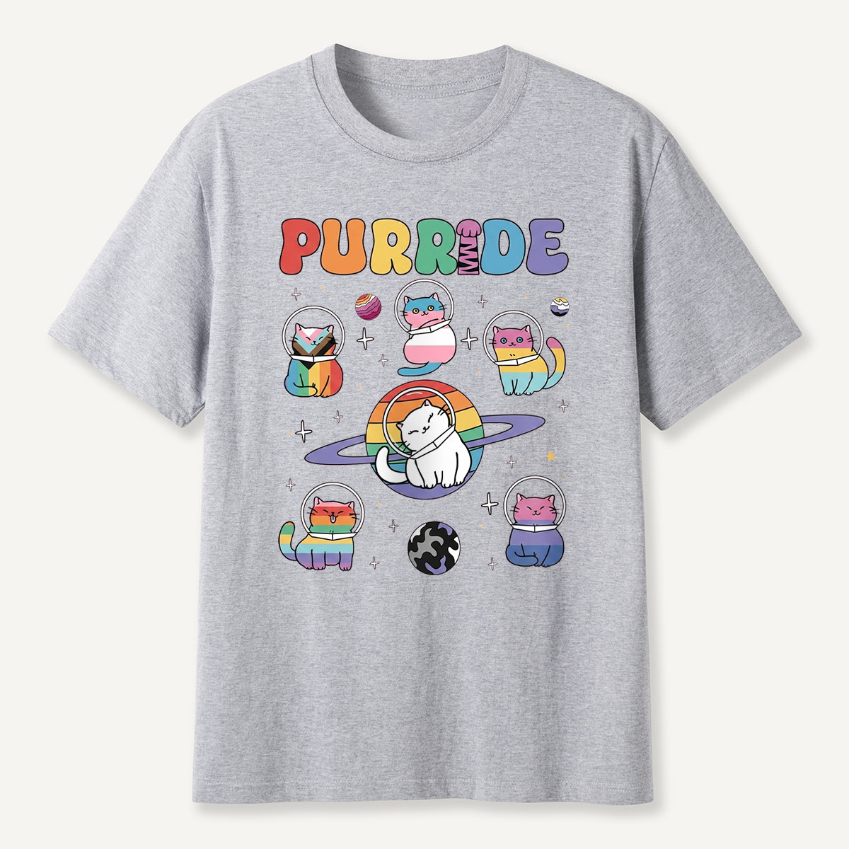 Purride Space Cats Rainbow T-Shirt