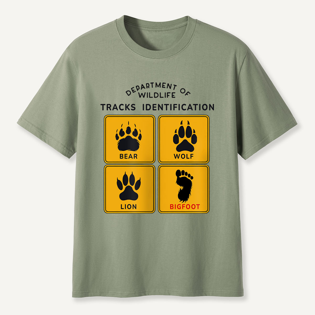 Department of Wildlife Tracks Identification Bear Wolf Lion Cryptids T-Shirt