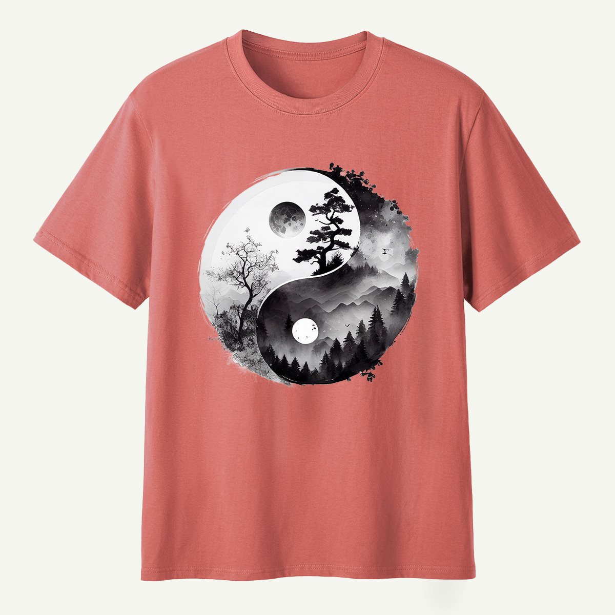 Yin Yang Mountain Forest Balance T-Shirt