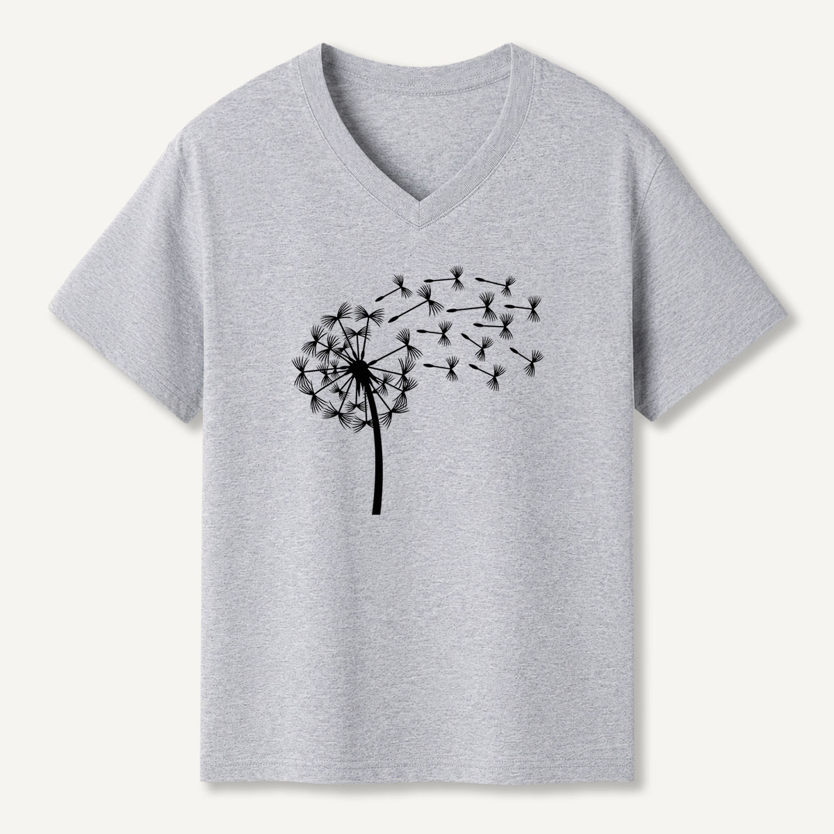 Dandelion Seeds Line Art V-neck T-Shirt