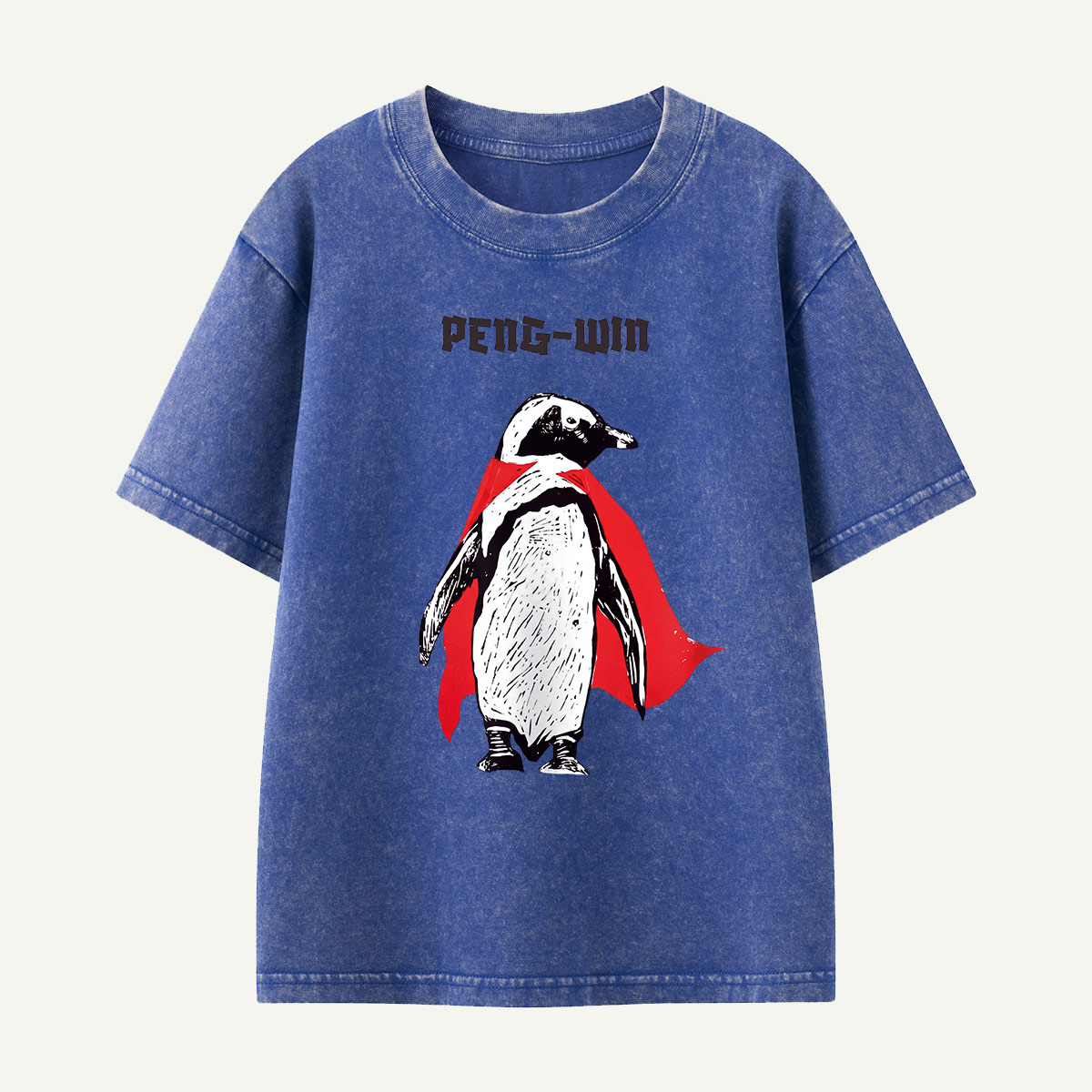 Superhero Peng-win Kids Washed T-Shirt
