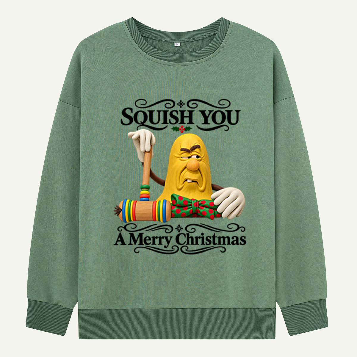 Squish You A Merry Christmas Funny Grumpy Banana Sweatshirts