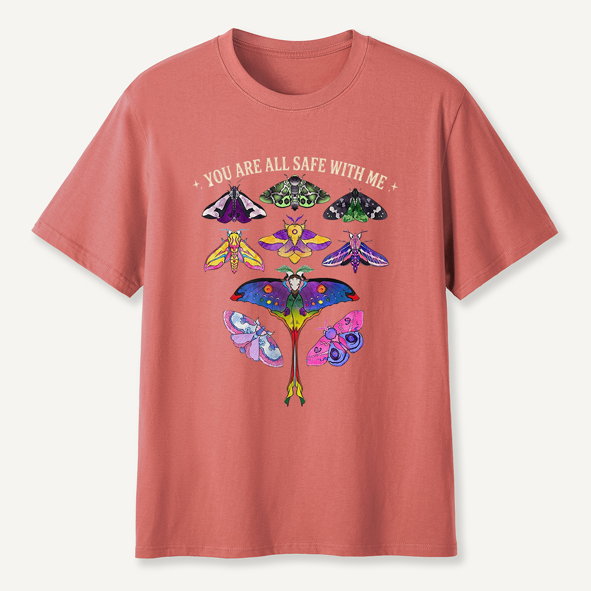 You Are Safe With Me Colorful Moth T-Shirt