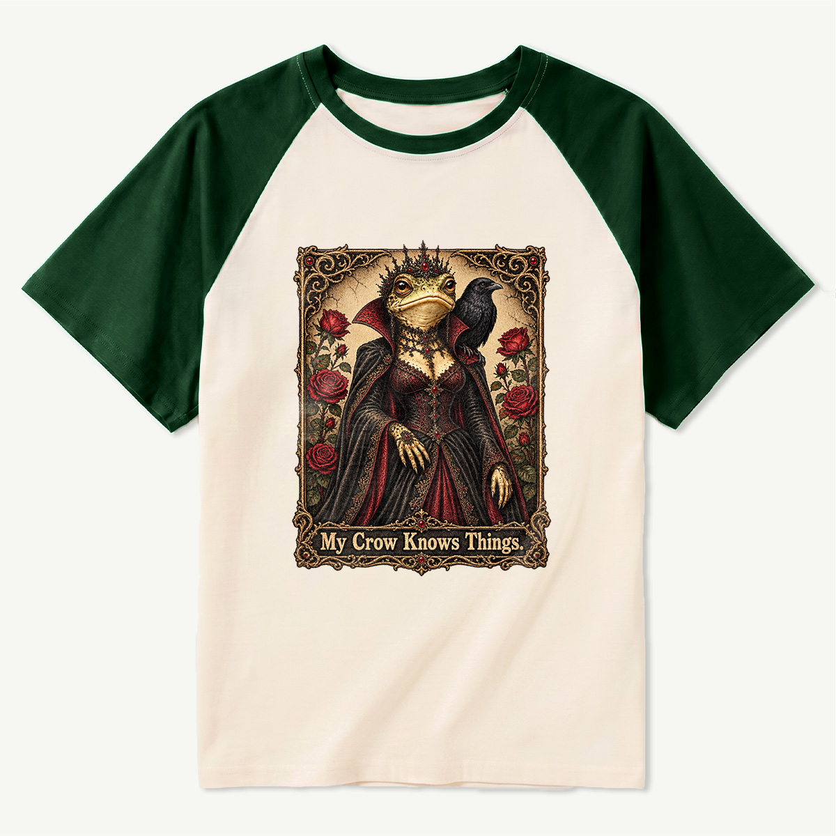 My Crow Knows Things Gothic Frog Witch Raglan T-Shirt