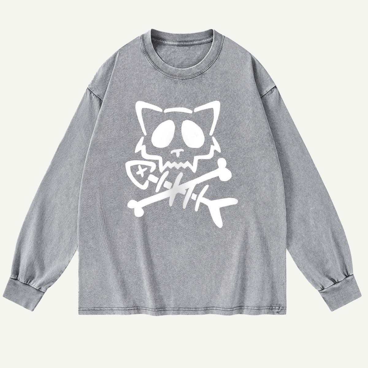 Cat Bones & Fish Tales Washed Long‑sleeve