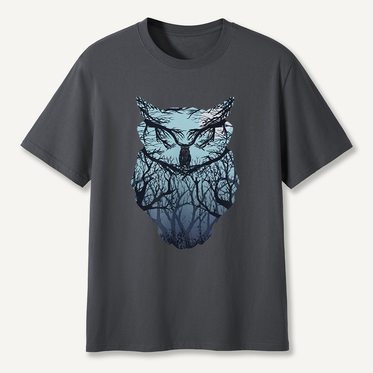 Midnight Forest Owl Double Exposure T-Shirt
