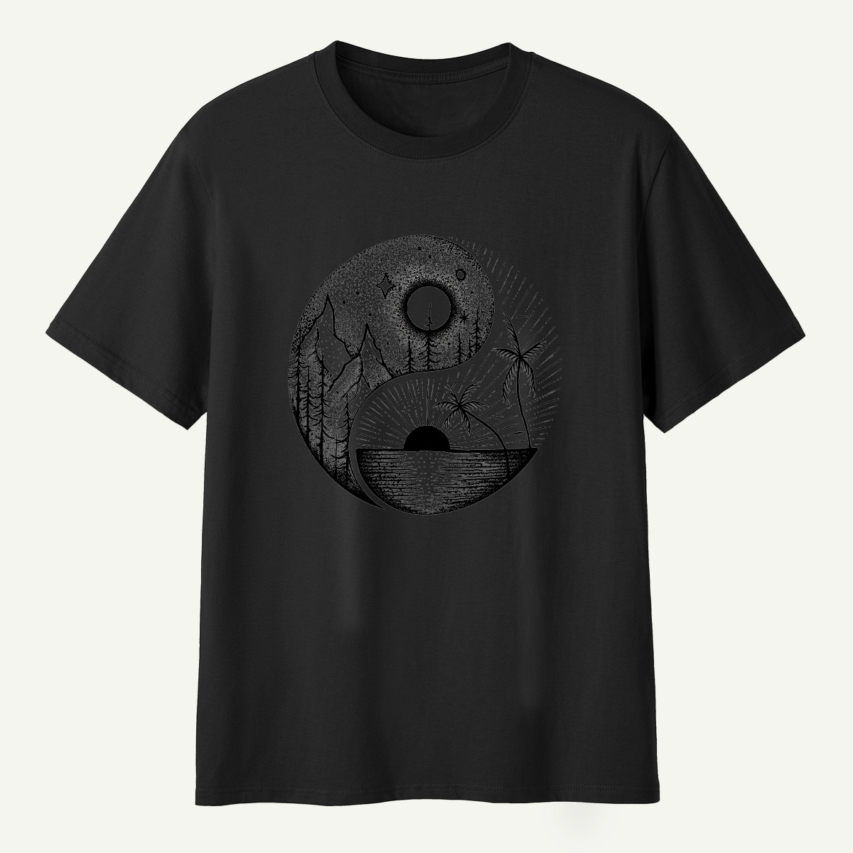 Yin Yang Sun Moon Forest Balance T-Shirt