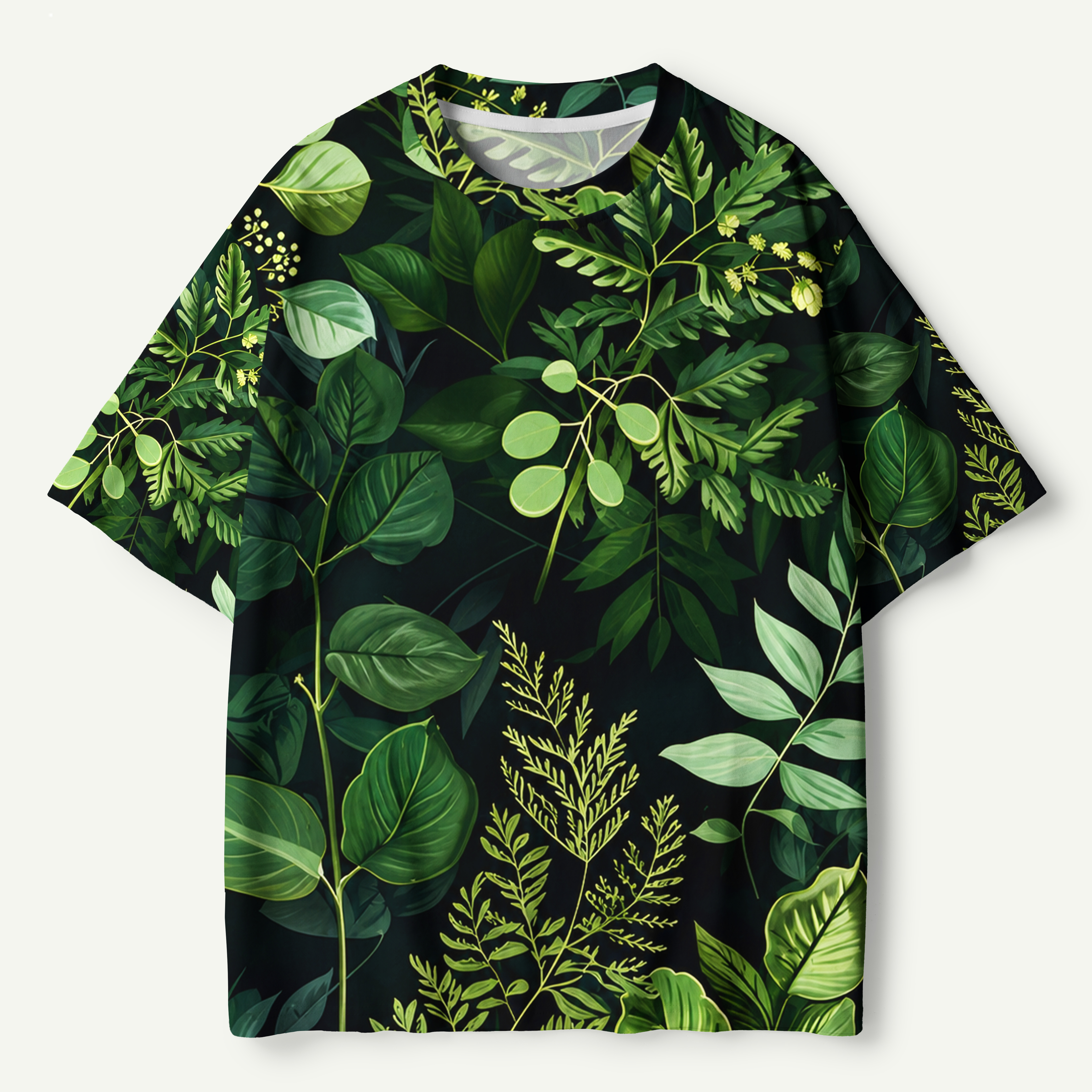Dark Botanical Forest Leaves Premium Cotton Tee