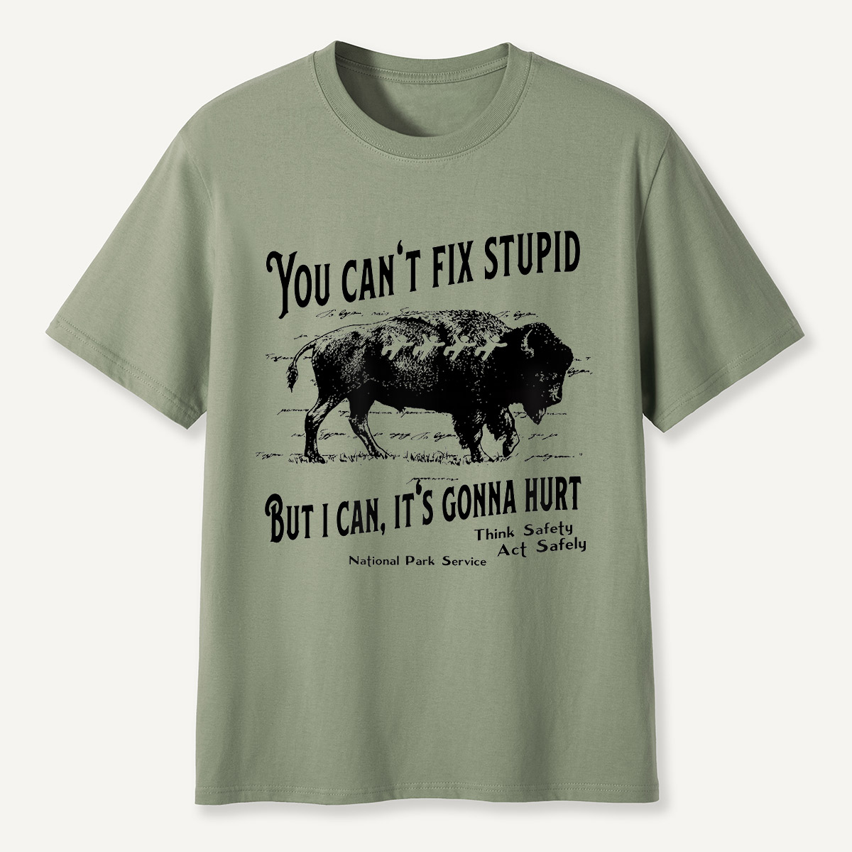 You Can’t Fix Stupid Bison Safety Warning T-Shirt