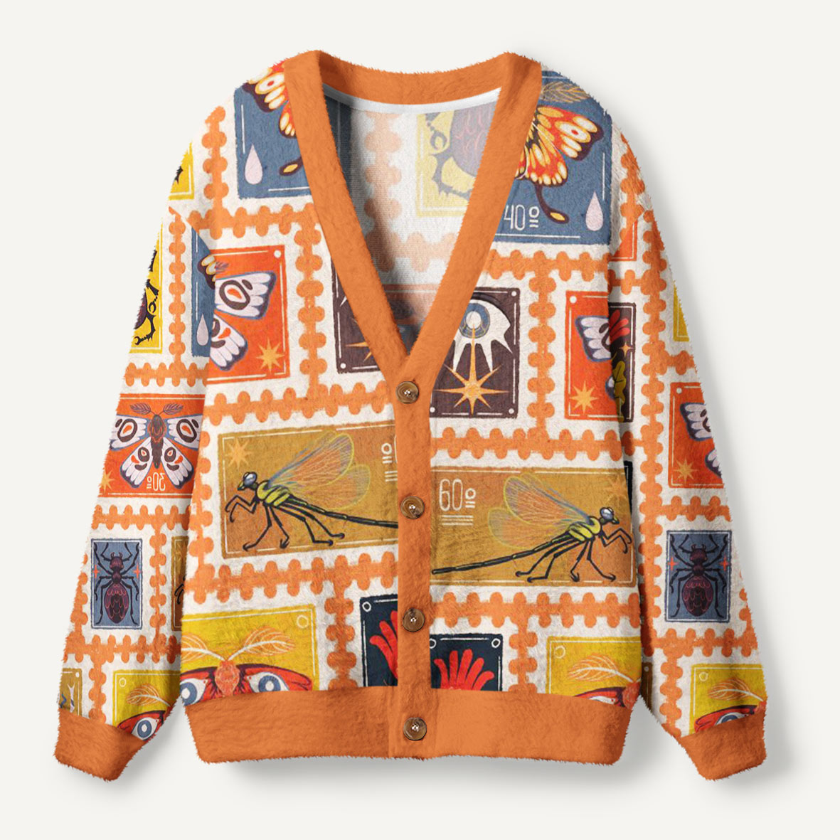 Tiny Wings on Postage Stamps Ugly Cardigan Sweaters