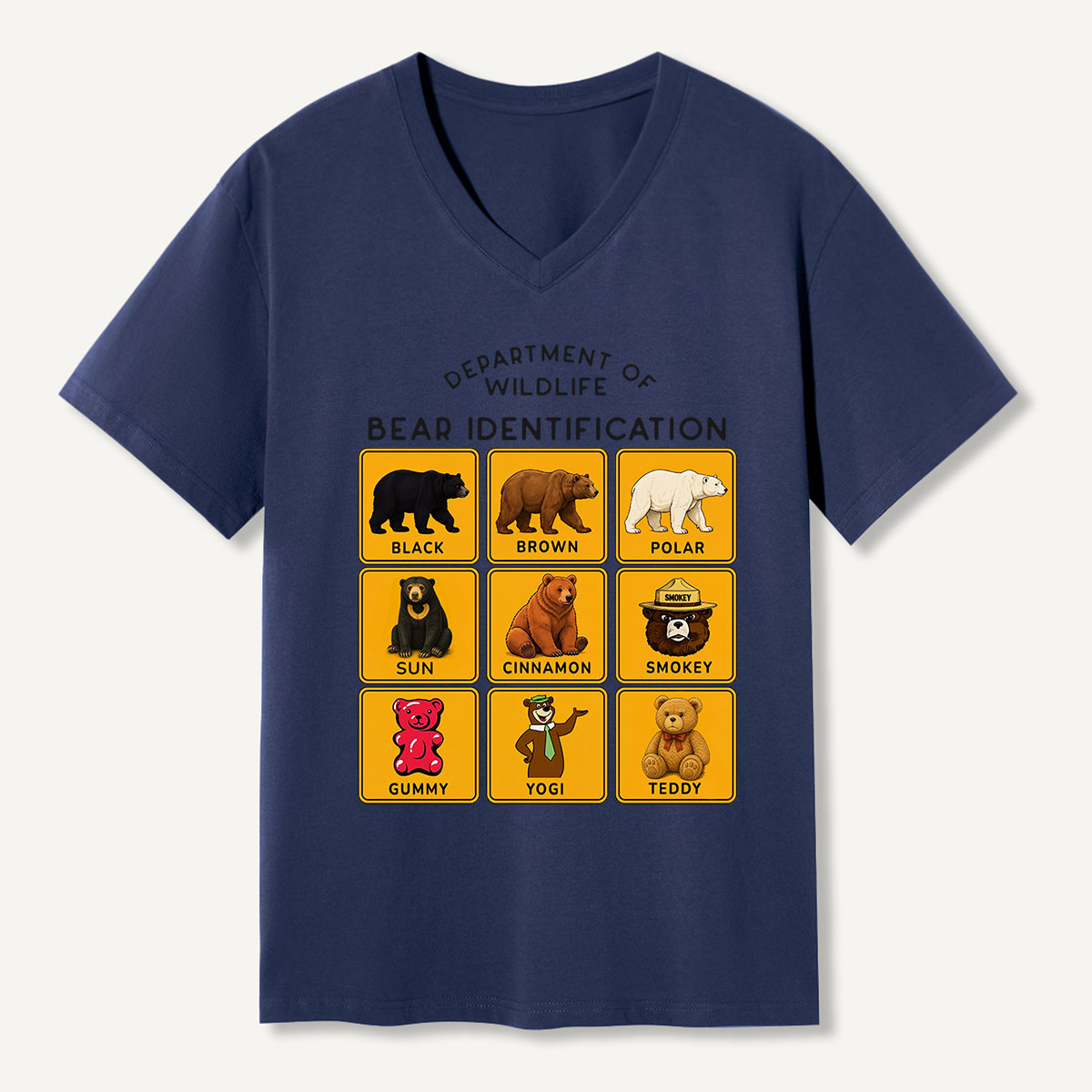 Department of Wildlife Bear Identification V-neck T-Shirt