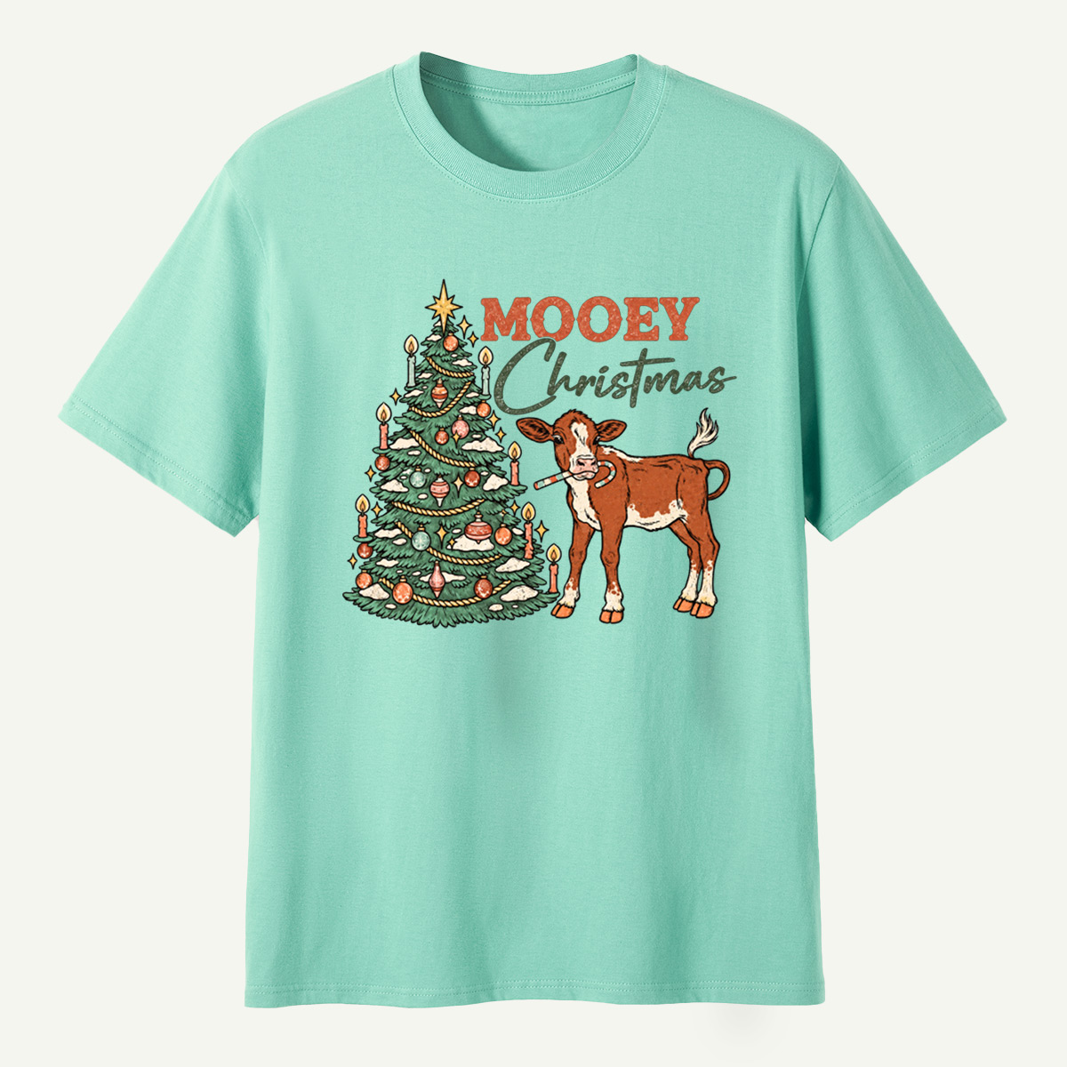 MOOEY Christmas Cow Holiday Scene T-Shirt