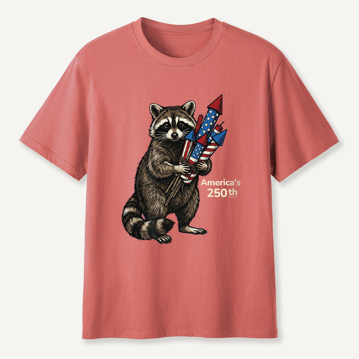 Raccoon America’s 250th Fireworks T-Shirt