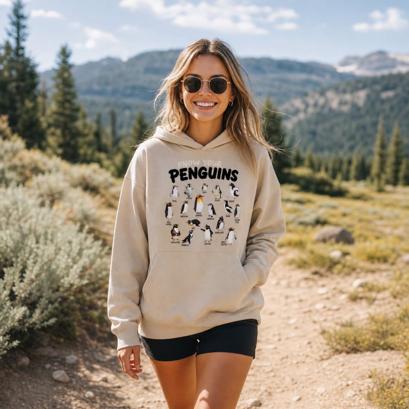 Know Your Penguins Penguin Species Washed Hoodie