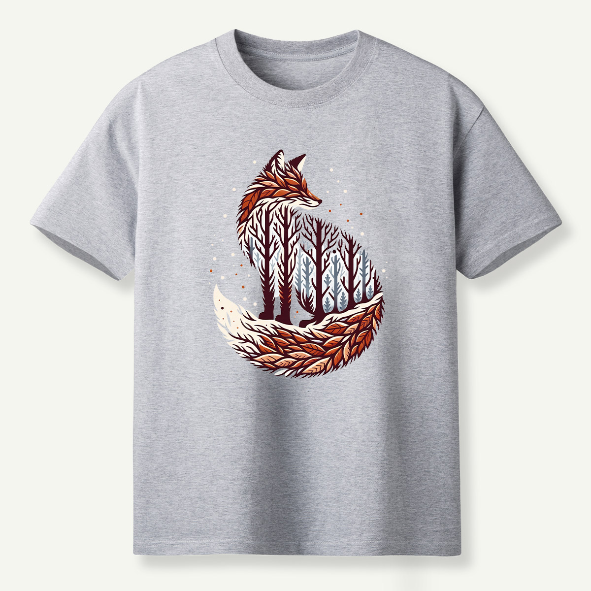 Fox Forest Double Exposure Portrait T-Shirt