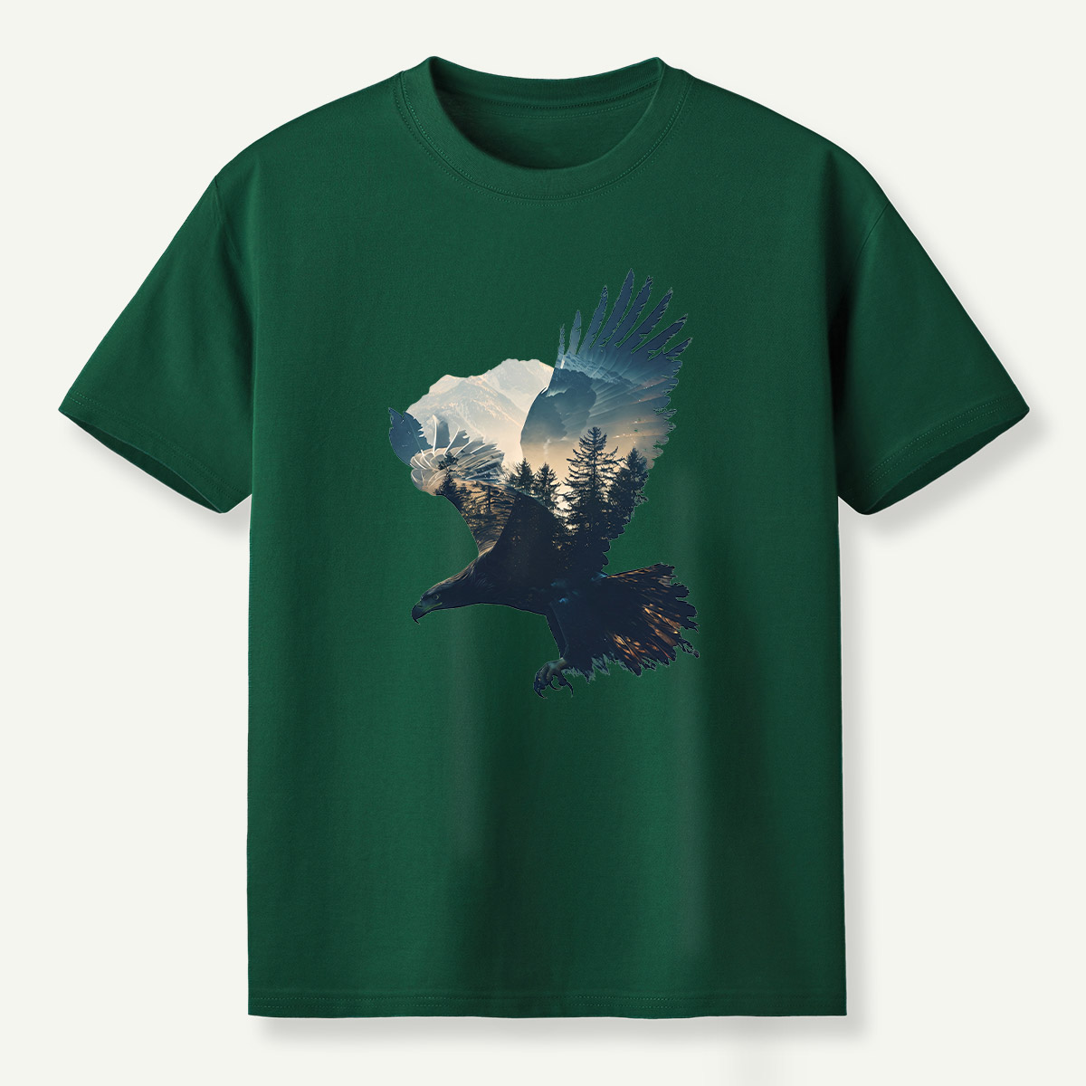 Bald Eagle Mountain Forest Double Exposure T-Shirt