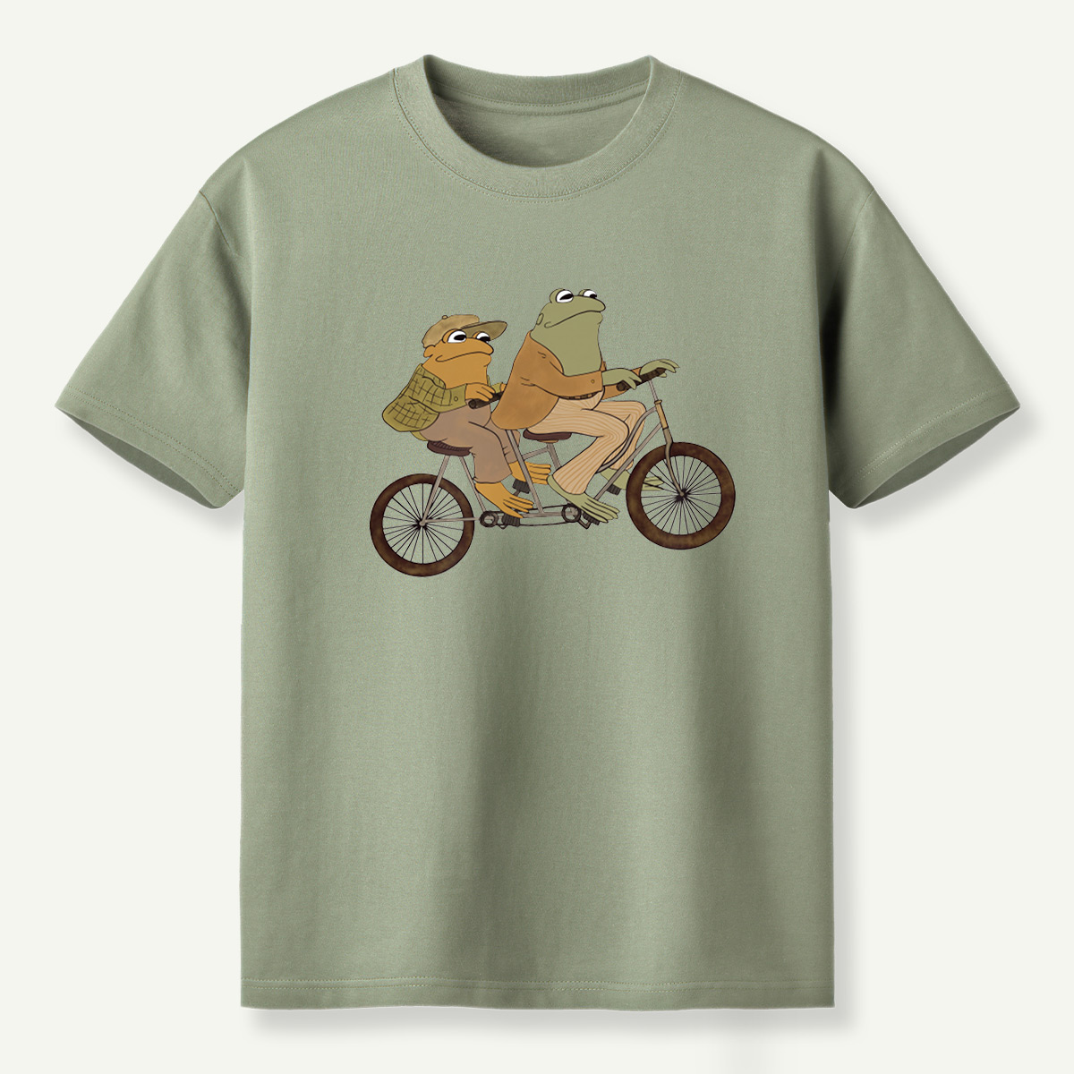 Vintage Frog Tandem Bicycle Whimsical Illustration T-Shirt