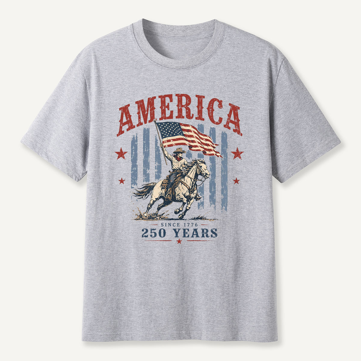 America Since 1776 250 Years Cowboy Riding Horse Flag T‑Shirt